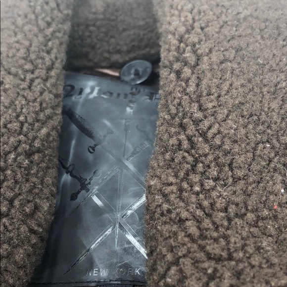 Vintage Nglon Punk Flight Brown Leather Jacket Men’s Medium Sherpa Collard - Picture 2 of 11